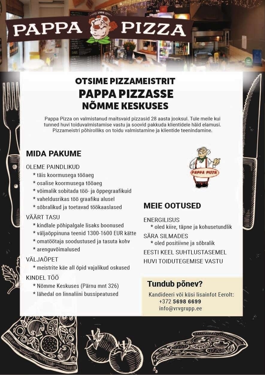 VRV GRUPP OÜ Pizzameister-Klienditeenindaja
