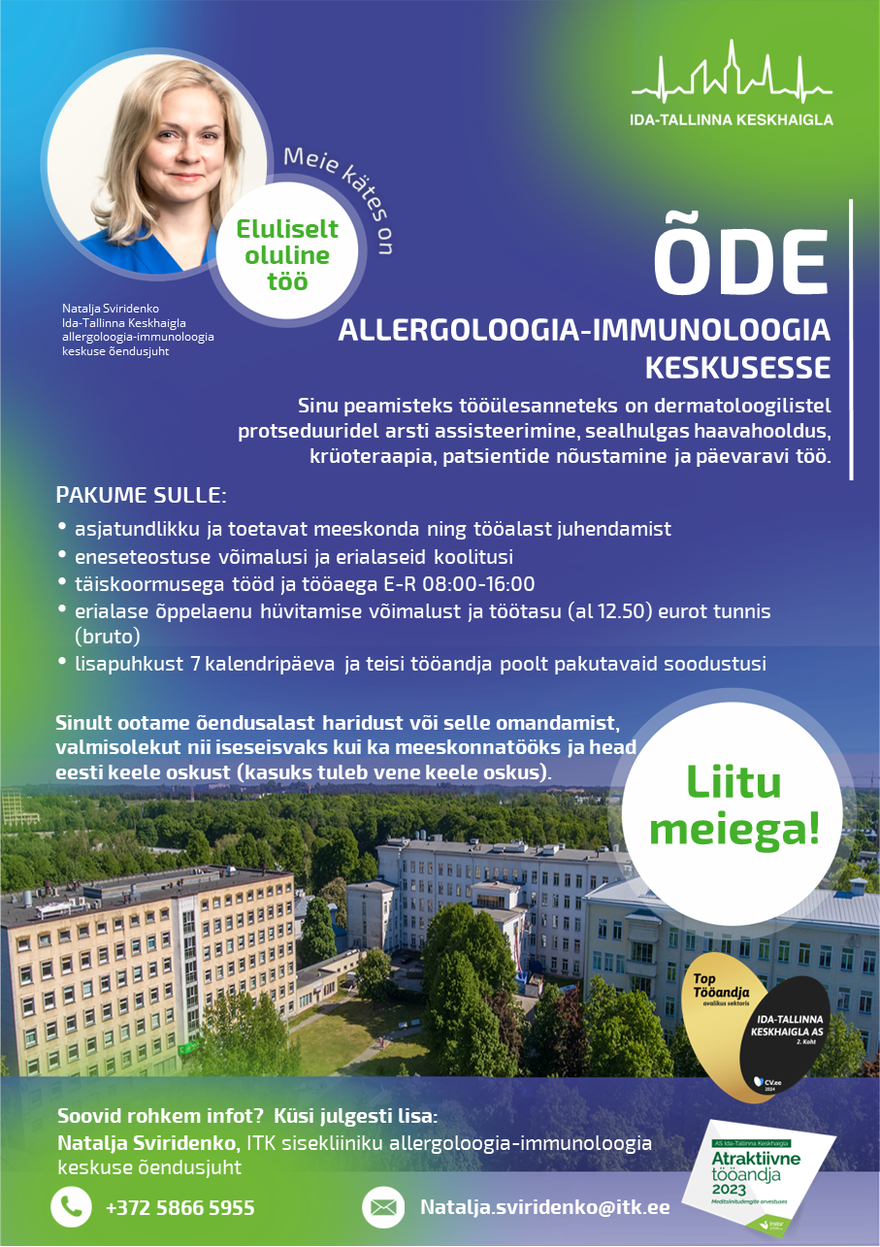 AS Ida-Tallinna Keskhaigla Õde allergoloogia-immunoloogia keskusesse