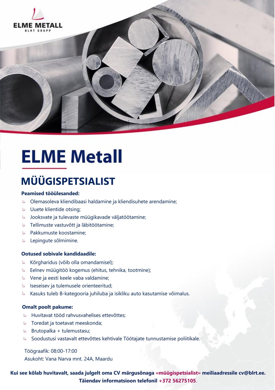 ELME Metall Müügispetsialist