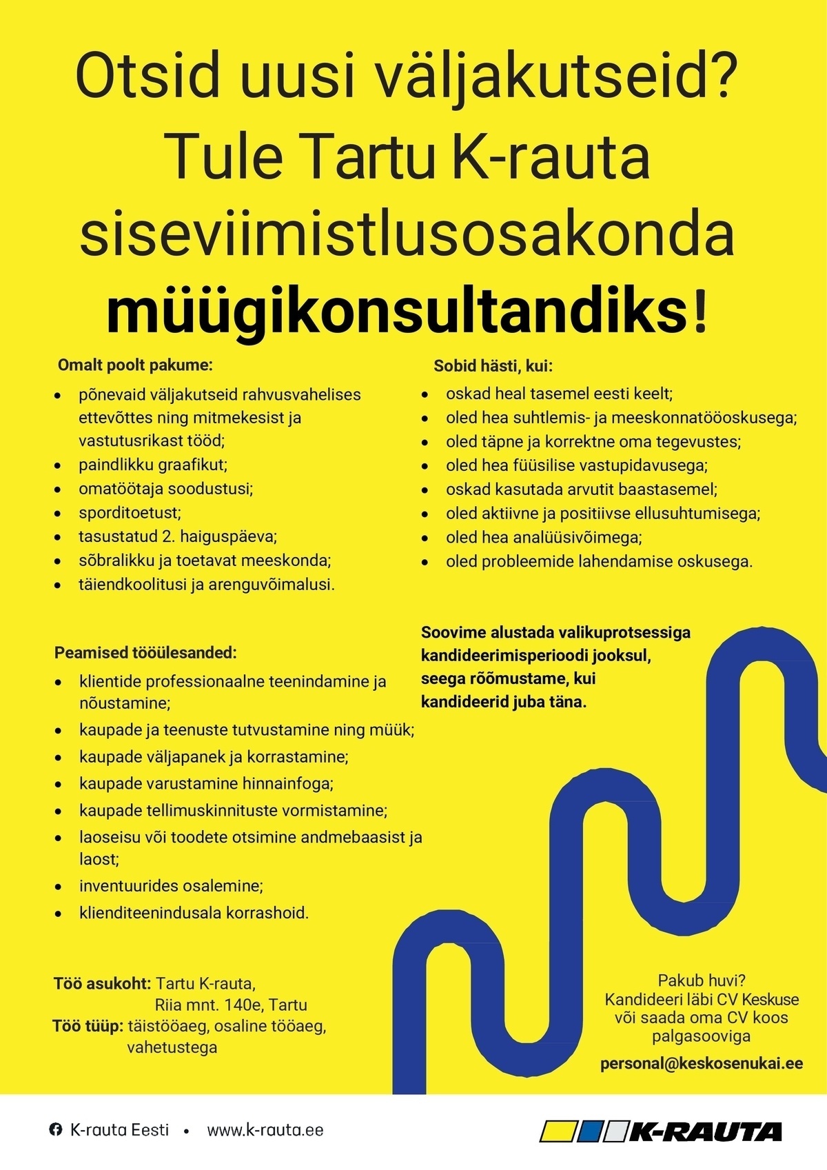 AS Kesko Senukai Estonia Siseviimistlusosakonna müügikonsultant Tartu K-rautasse