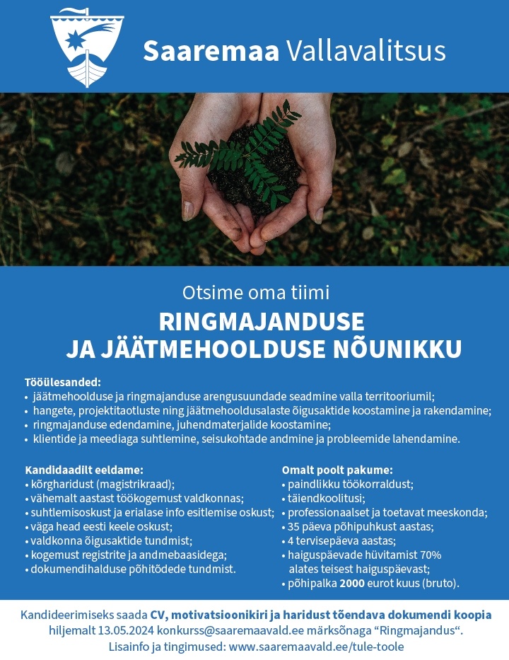 Saaremaa Vallavalitsus Ringmajanduse ja jäätmehoolduse nõunik