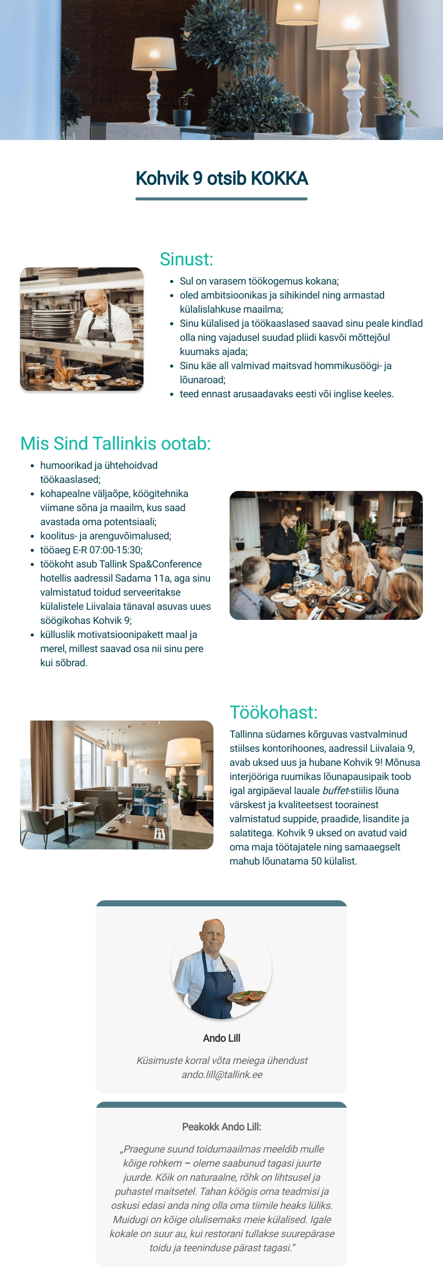 Tallink Grupp AS Kohvik 9 kokk