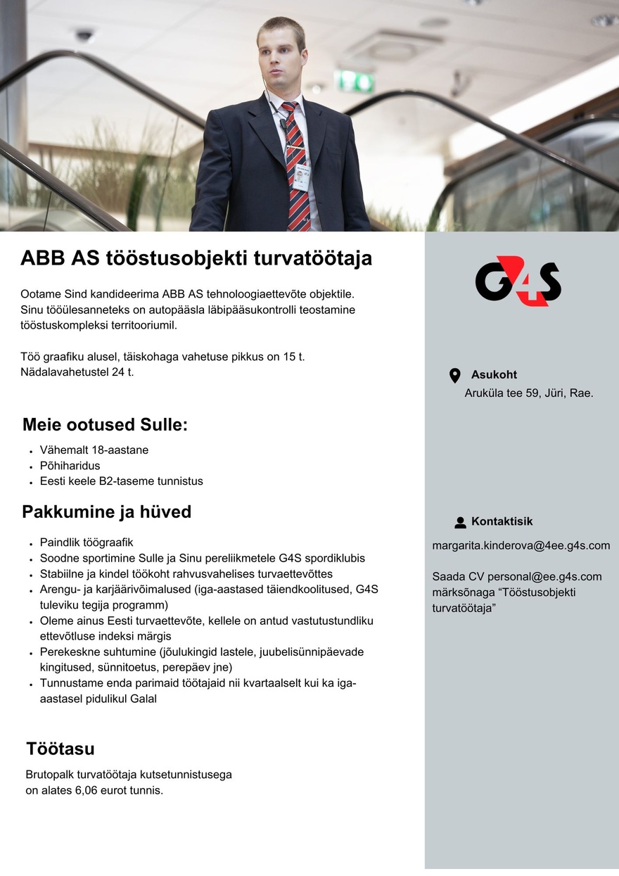 AS G4S Eesti Tööstusobjekti turvatöötaja