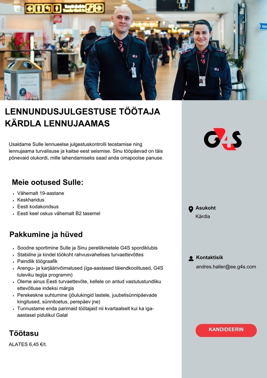 AS G4S Eesti Lennundusjulgestuse töötaja Kärdla Lennujaamas