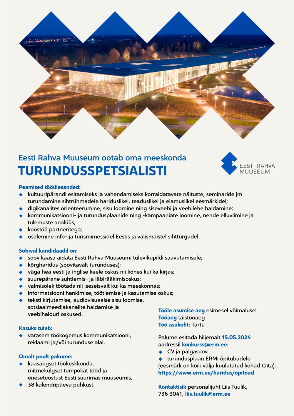 Eesti Rahva Muuseum Turundusspetsialist
