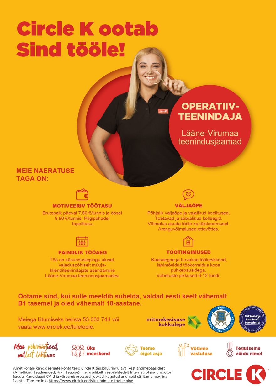 Circle K Eesti AS Operatiivteenindaja Lääne-Virumaa teenindusjaamadesse