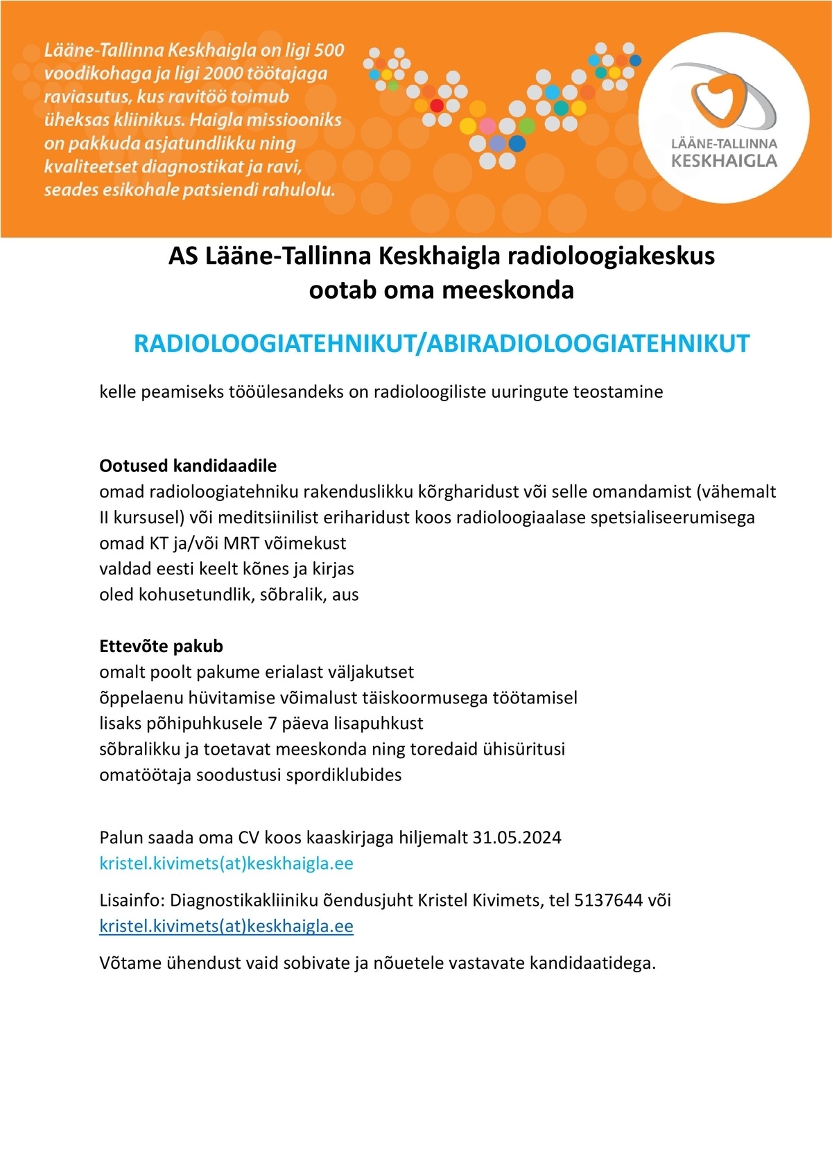 Lääne-Tallinna Keskhaigla AS Radioloogiatehnik