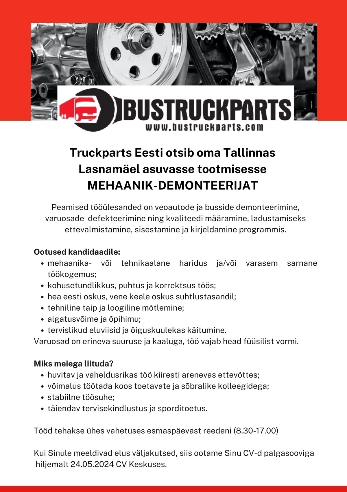 TruckParts Eesti OÜ MEHAANIK-DEMONTEERIJA
