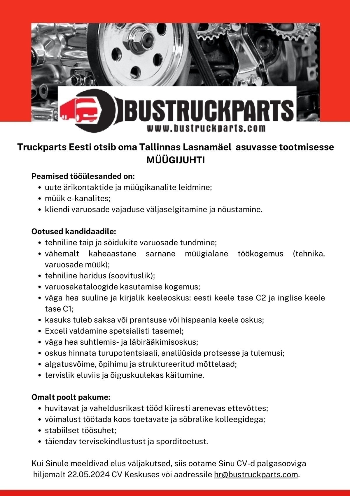TruckParts Eesti OÜ Müügijuht
