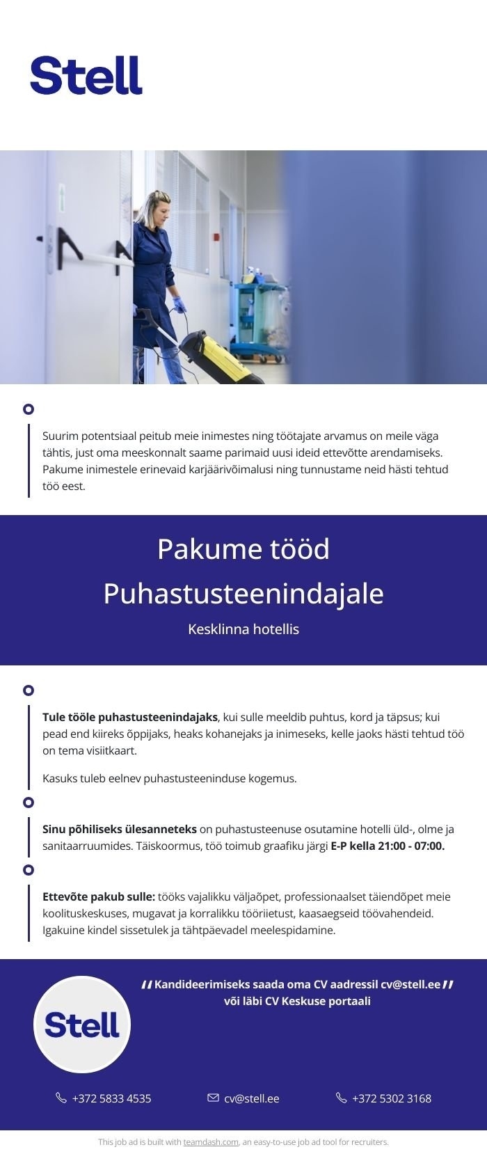 Stell Eesti AS Puhastusteenindaja Kesklinna hotellis
