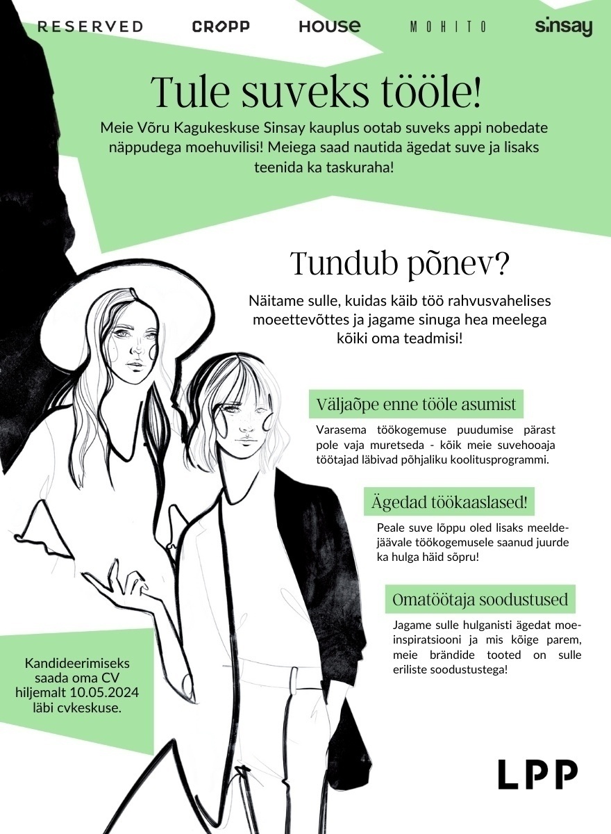 LPP Estonia OÜ Suveabiline SINSAY kauplusesse Kagukeskuses!