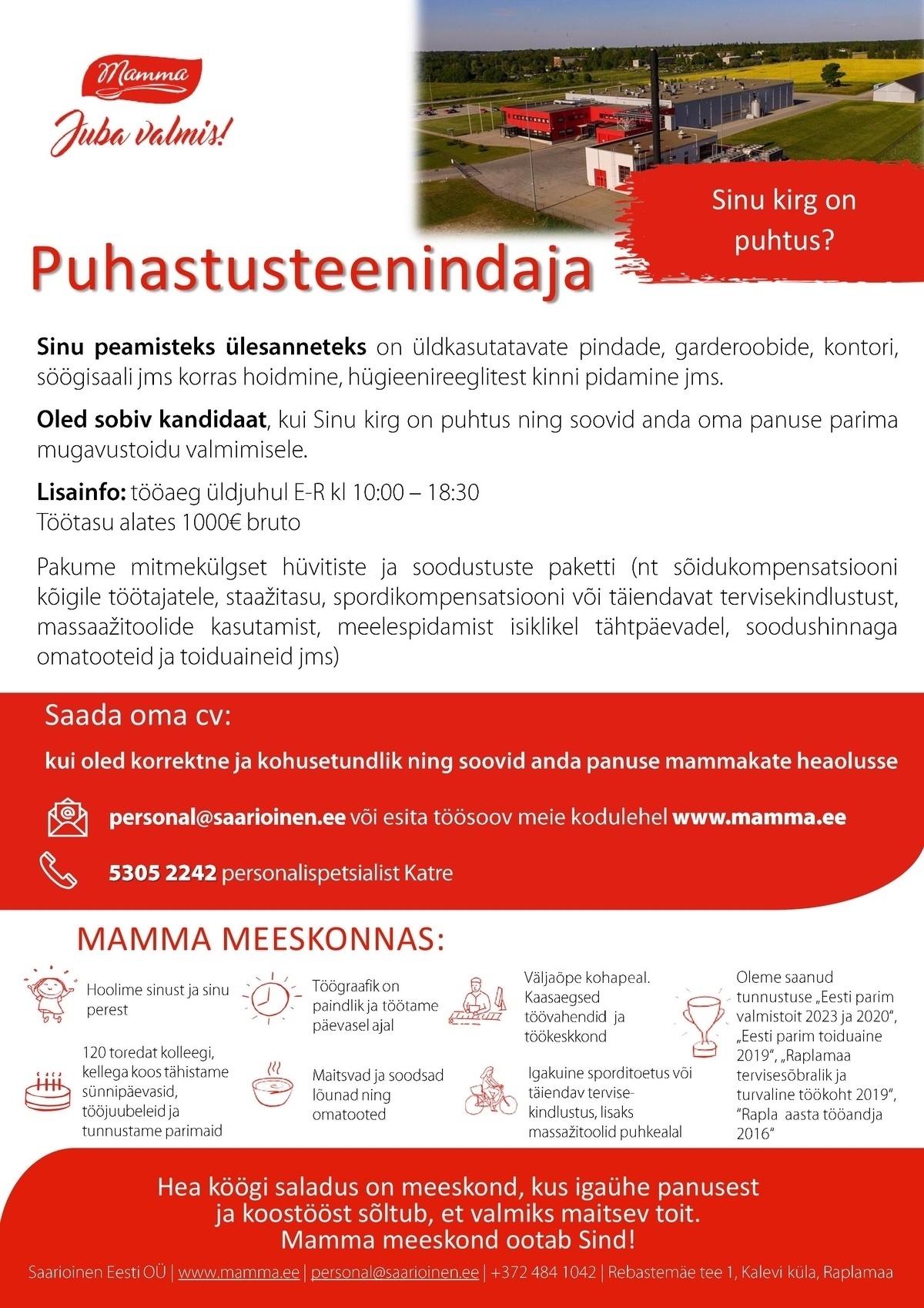 Saarioinen Eesti OÜ Puhastusteenindaja