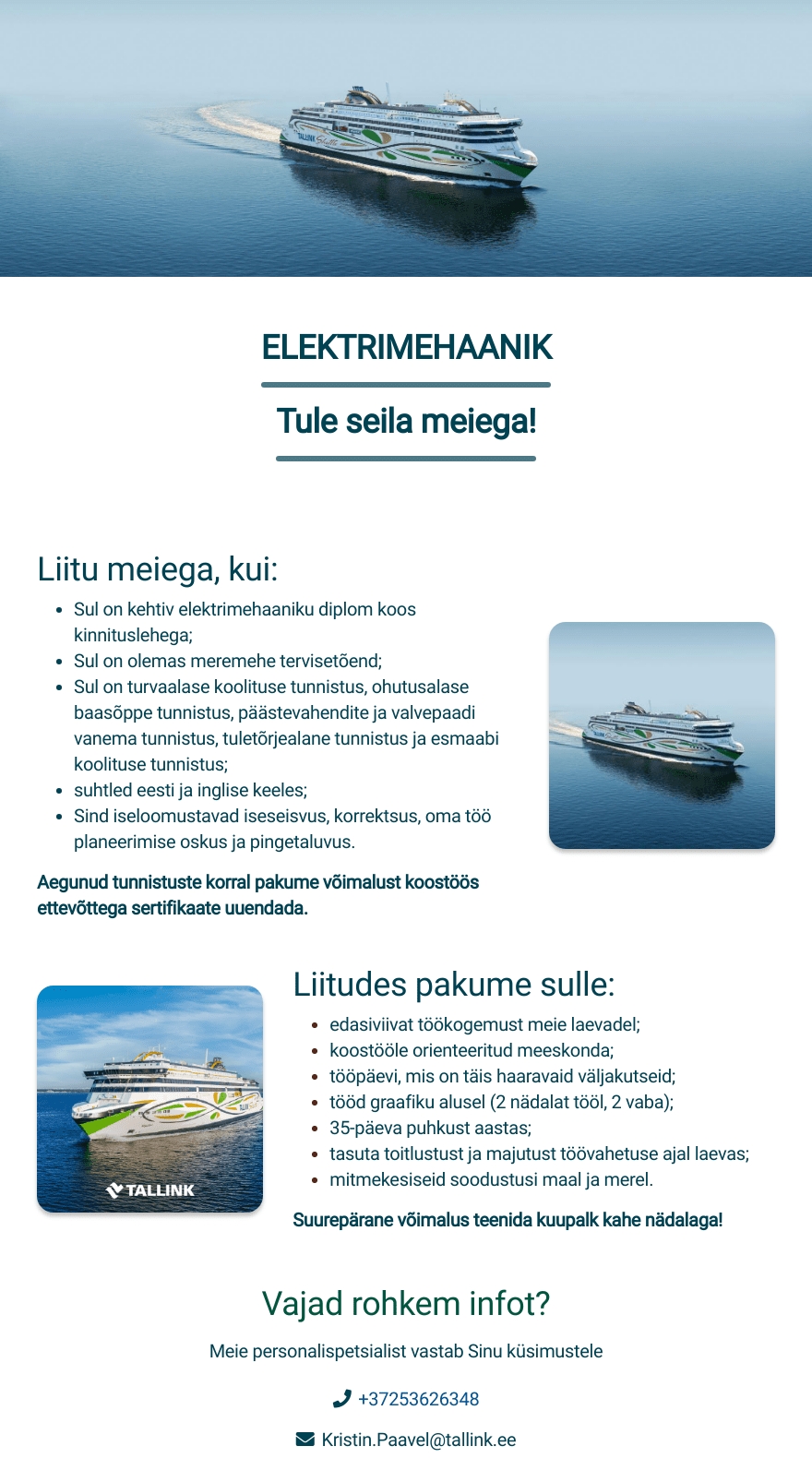 Tallink Grupp AS Elektrimehaanik
