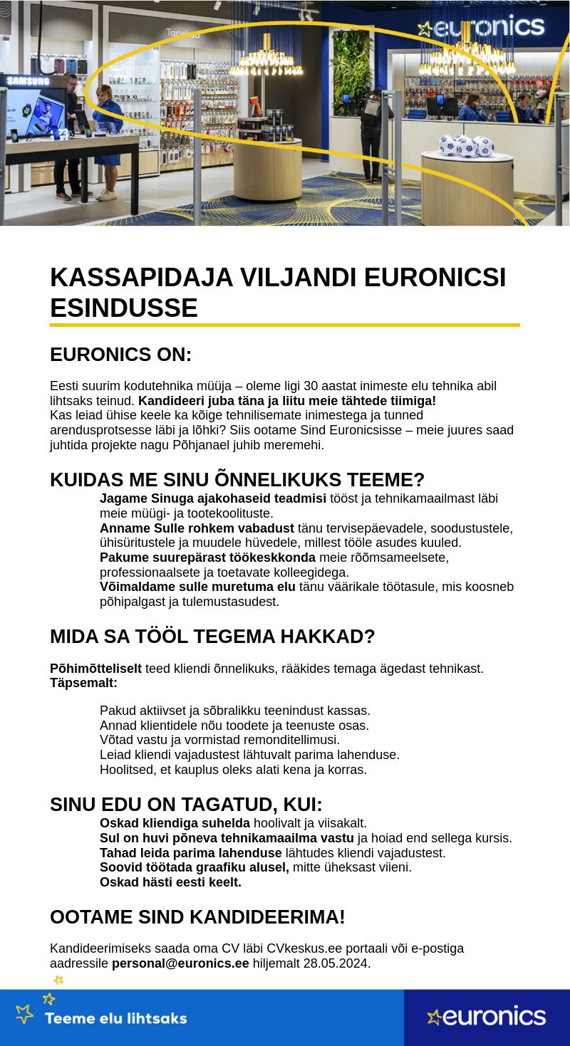 Sandmani Grupi AS Viljandi Euronicsi kassapidaja