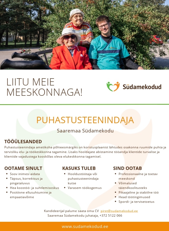Südamekodud AS Puhastusteenindaja Saaremaa Südamekodusse