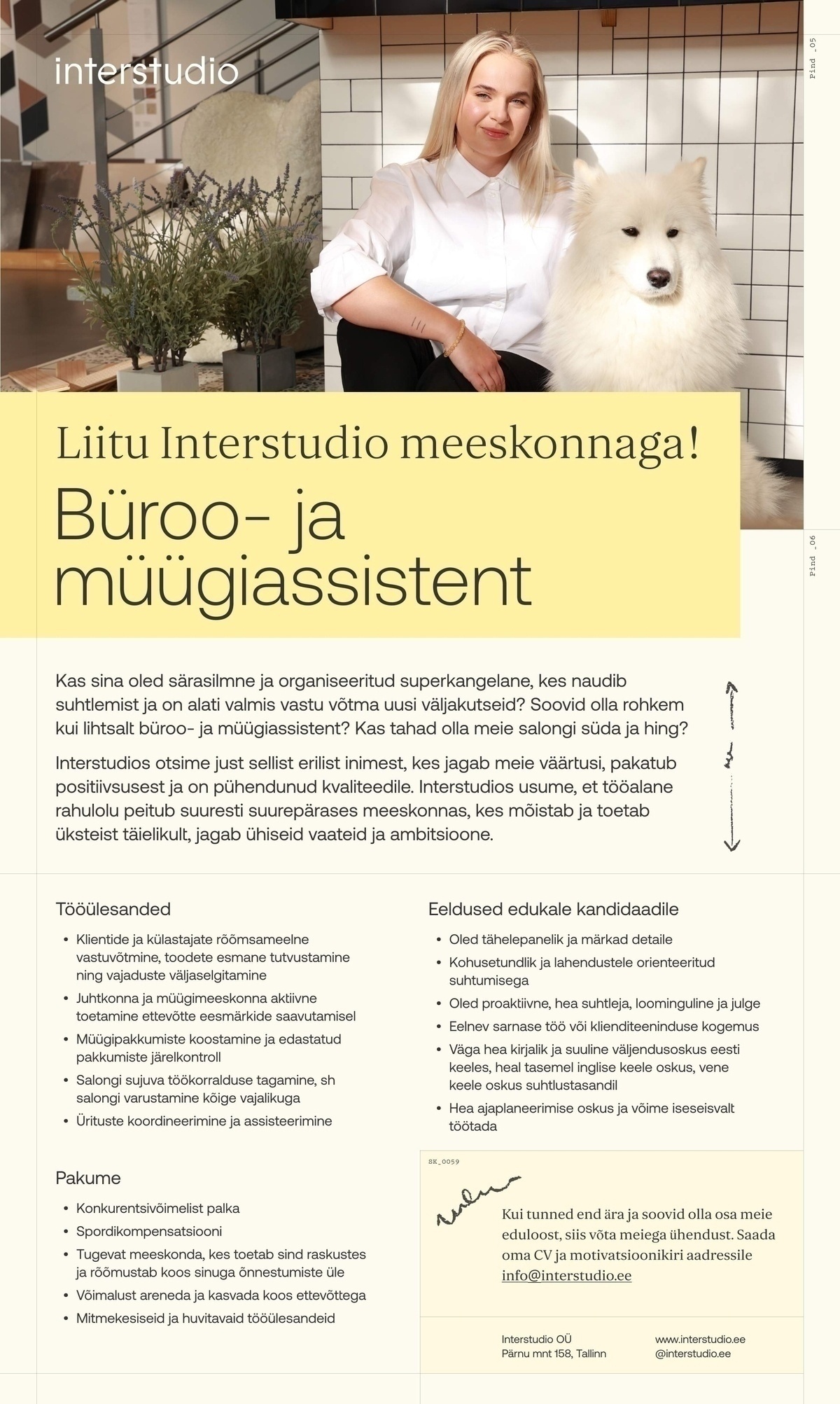 INTERSTUDIO OÜ Büroo- ja müügiassistent