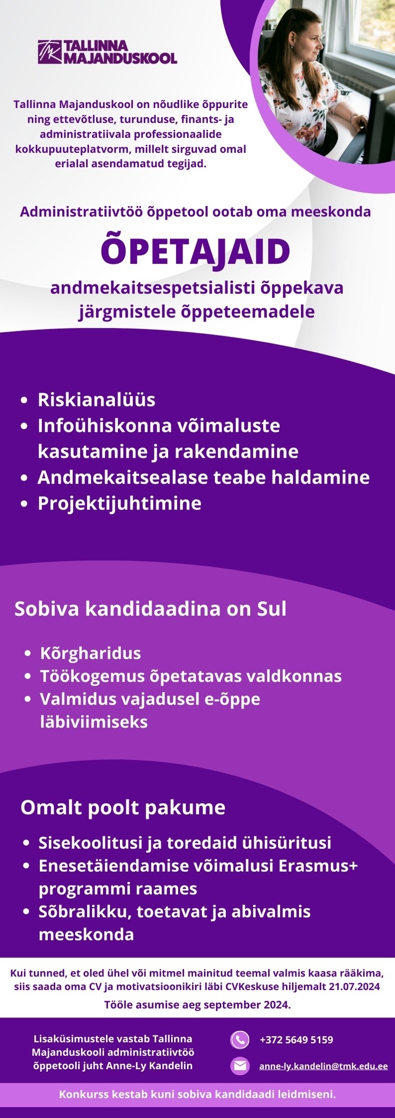 Tallinna Majanduskool Andmekaitsespetsialisti õppekava õpetajad