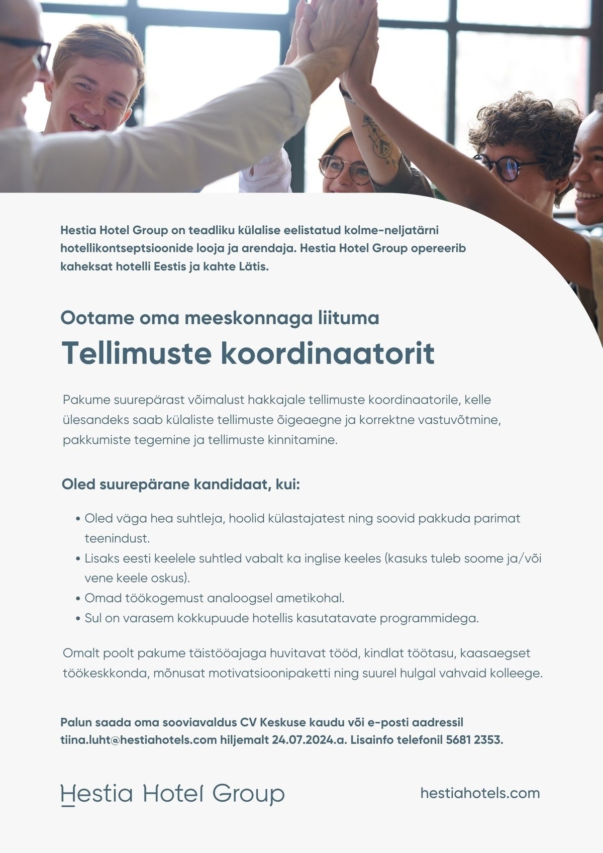 Hestia Hotel Group OÜ Tellimuste koordinaator