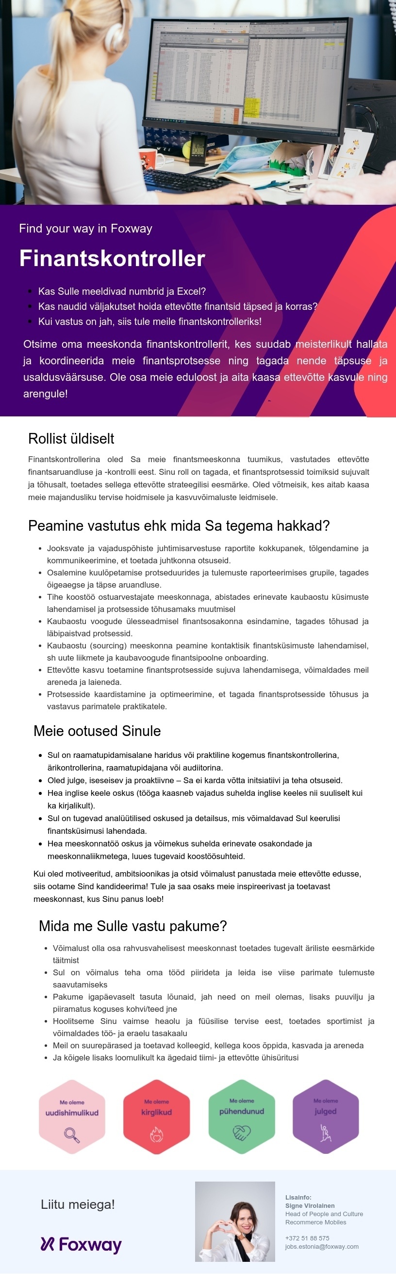 Foxway OÜ Finantskontroller