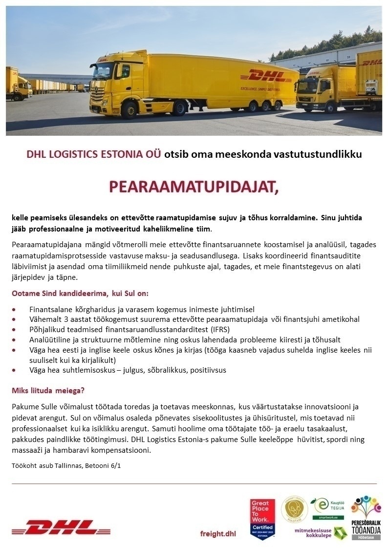 DHL LOGISTICS ESTONIA OÜ Pearaamatupidaja
