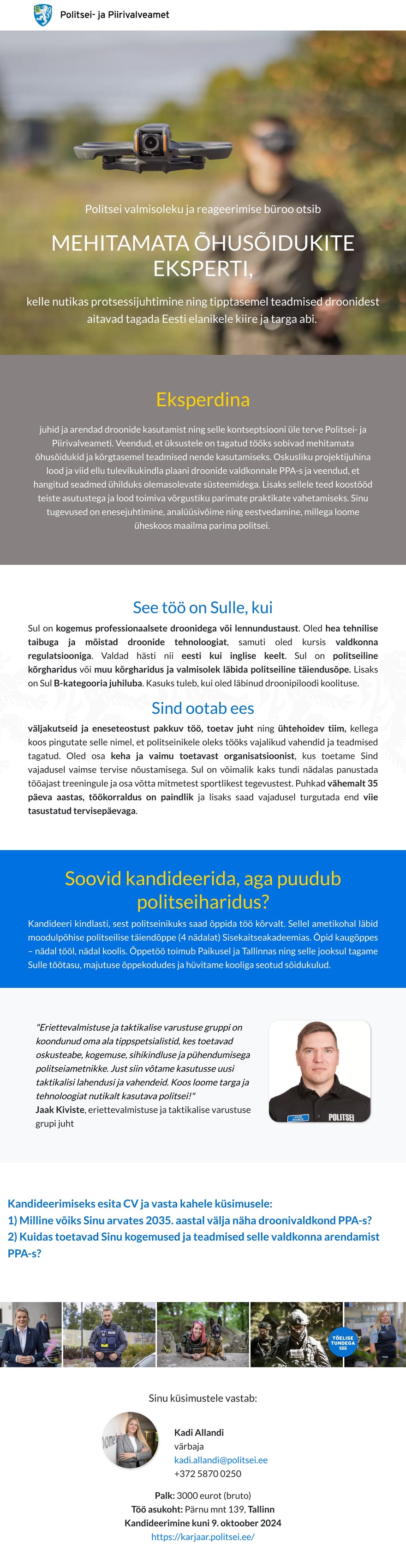 Politsei- ja Piirivalveamet Mehitamata õhusõidukite ekspert