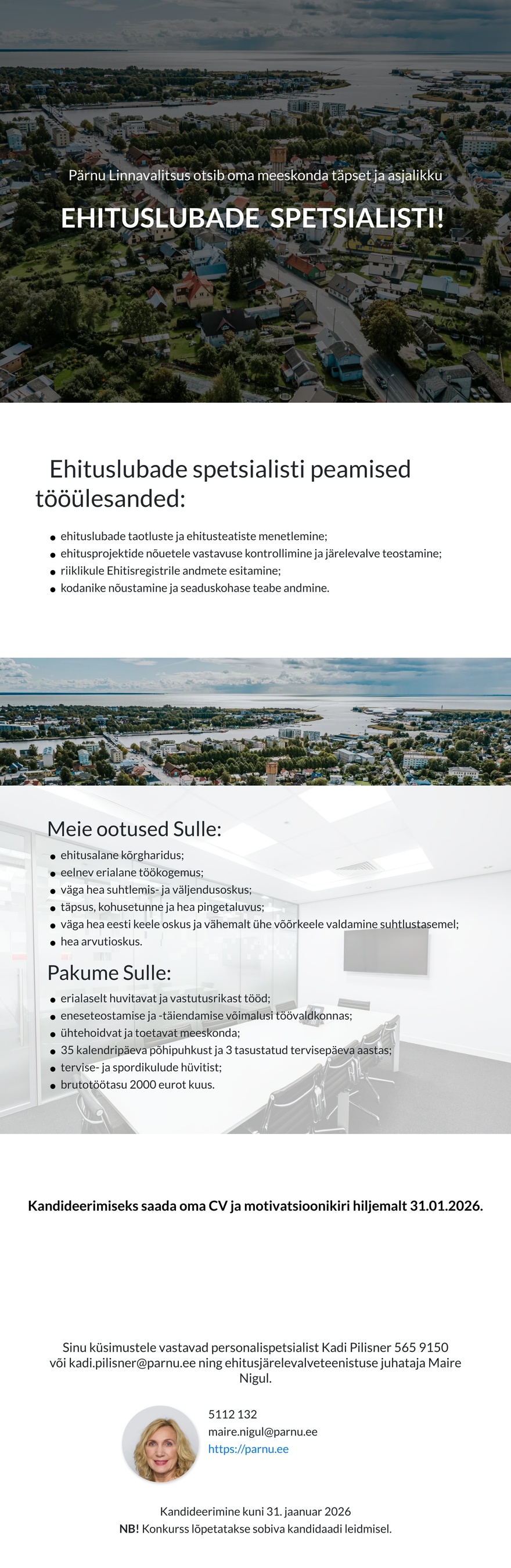 Pärnu Linnavalitsus Ehituslubade spetsialist