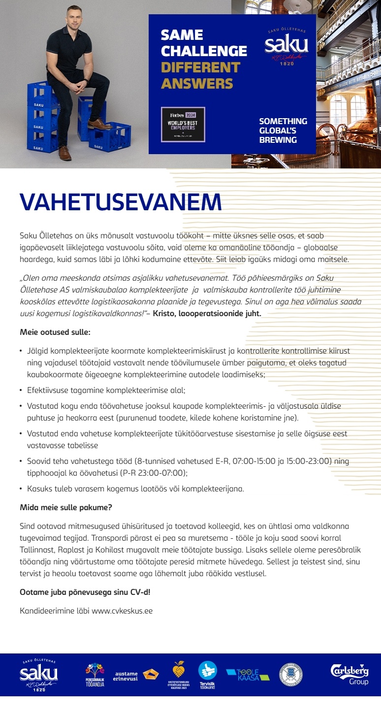 Saku Õlletehase AS Vahetusevanem