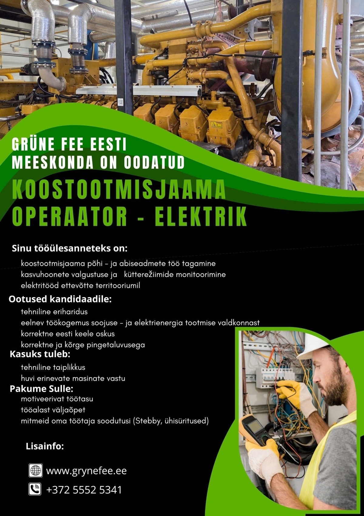 Grüne Fee Eesti AS Koostootmisjaama operaator – elektrik