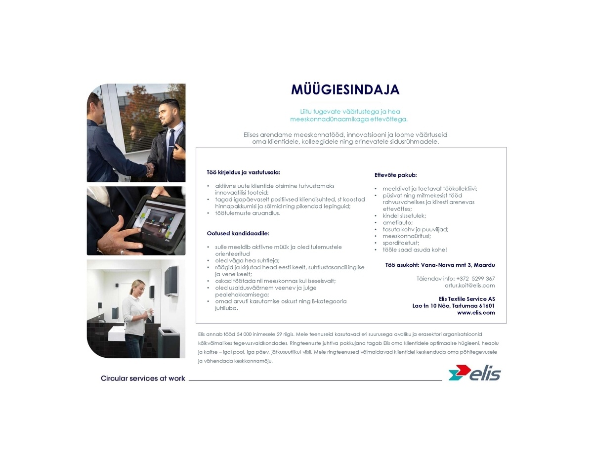 Elis Textile Service AS Müügiesindaja Tallinn