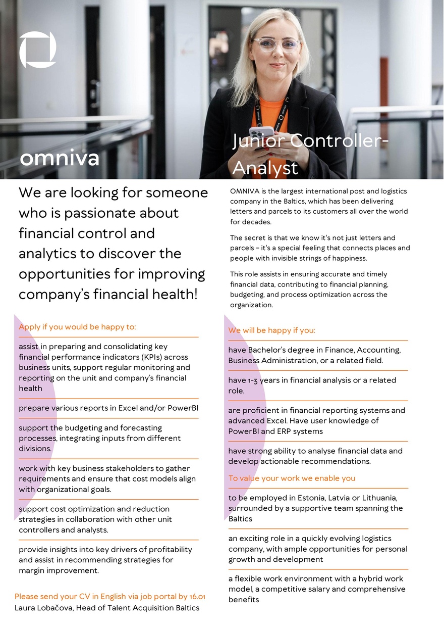 Omniva Junior Controller - Analyst