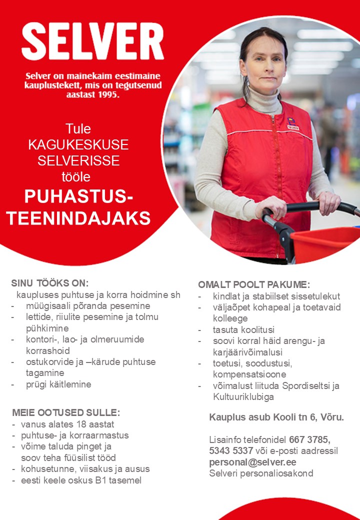 Lõuna-Eesti Puhastusteenindaja Kagukeskuse Selveris