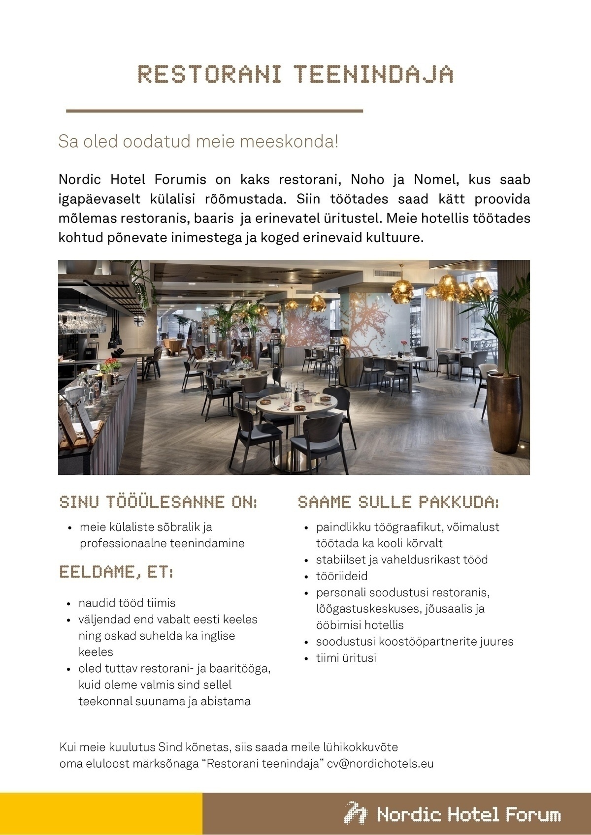 Nordic Hotels OÜ Restorani teenindaja