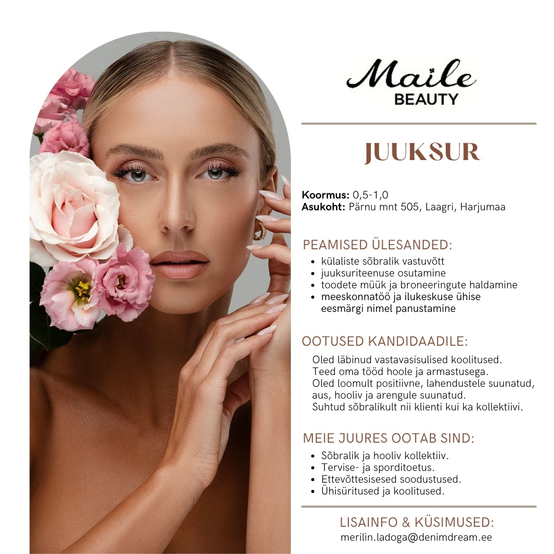 Põldma Kaubanduse AS JUUKSUR Maile Beauty ilukeskusesse, Laagris