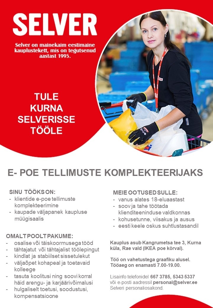 Põhja-Eesti E-poe tellimuste komplekteerija Kurna Selveris