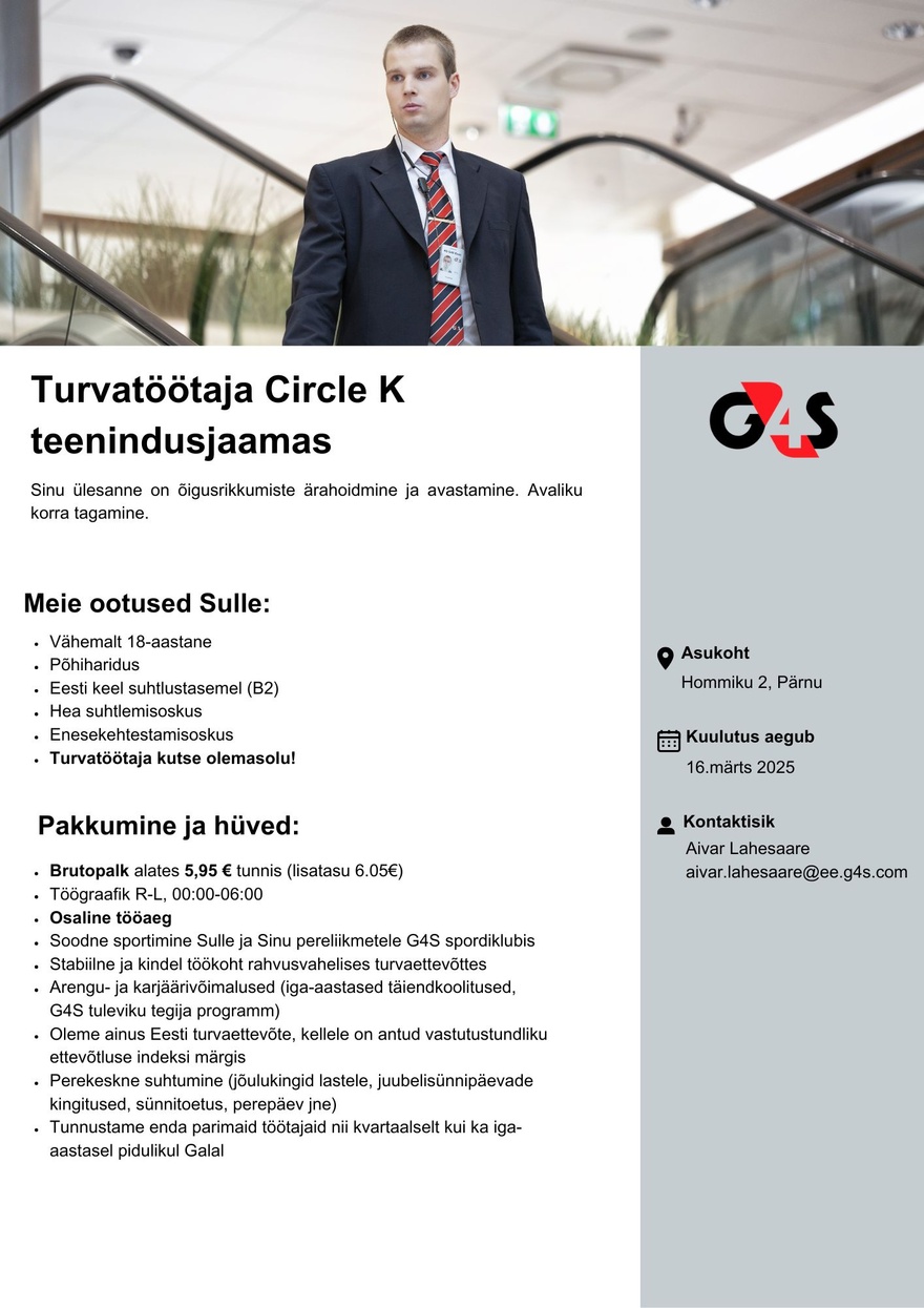 AS G4S Eesti Teenindusjaama turvatöötaja
