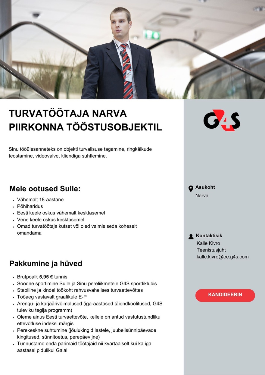 AS G4S Eesti Turvatöötaja Narva piirkonna tööstusobjektil