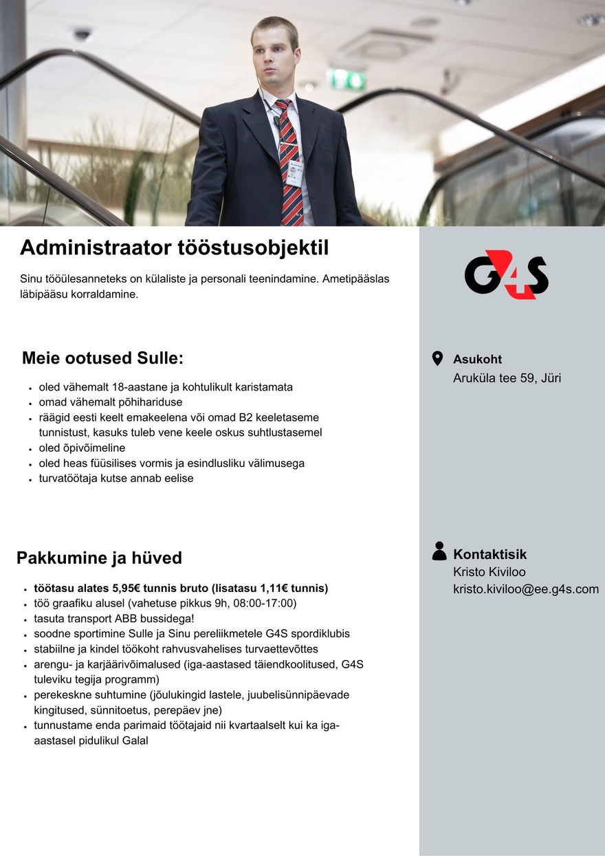 AS G4S Eesti Administraator tööstusobjektil