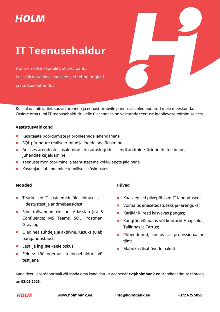 Holm Bank AS IT teenusehaldur