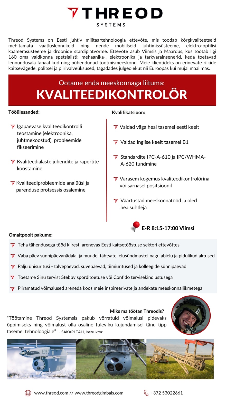 Threod Systems AS KVALITEEDIKONTROLÖR