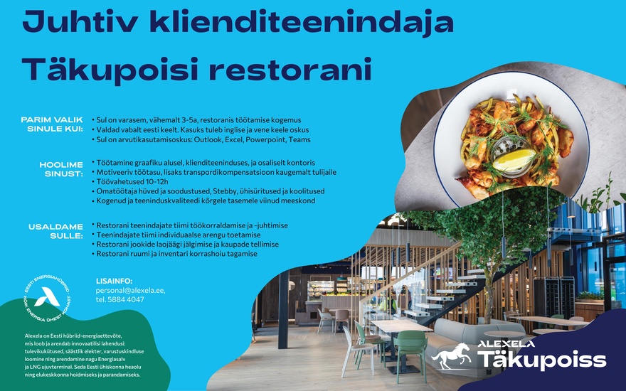 AS Alexela Juhtiv klienditeenindaja Täkupoisi restorani