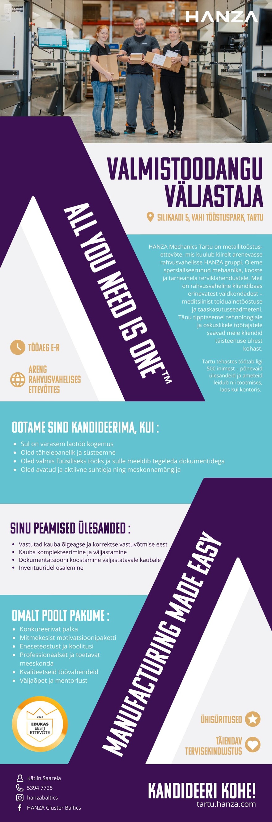 HANZA Mechanics  Tartu AS Valmistoodangu väljastaja