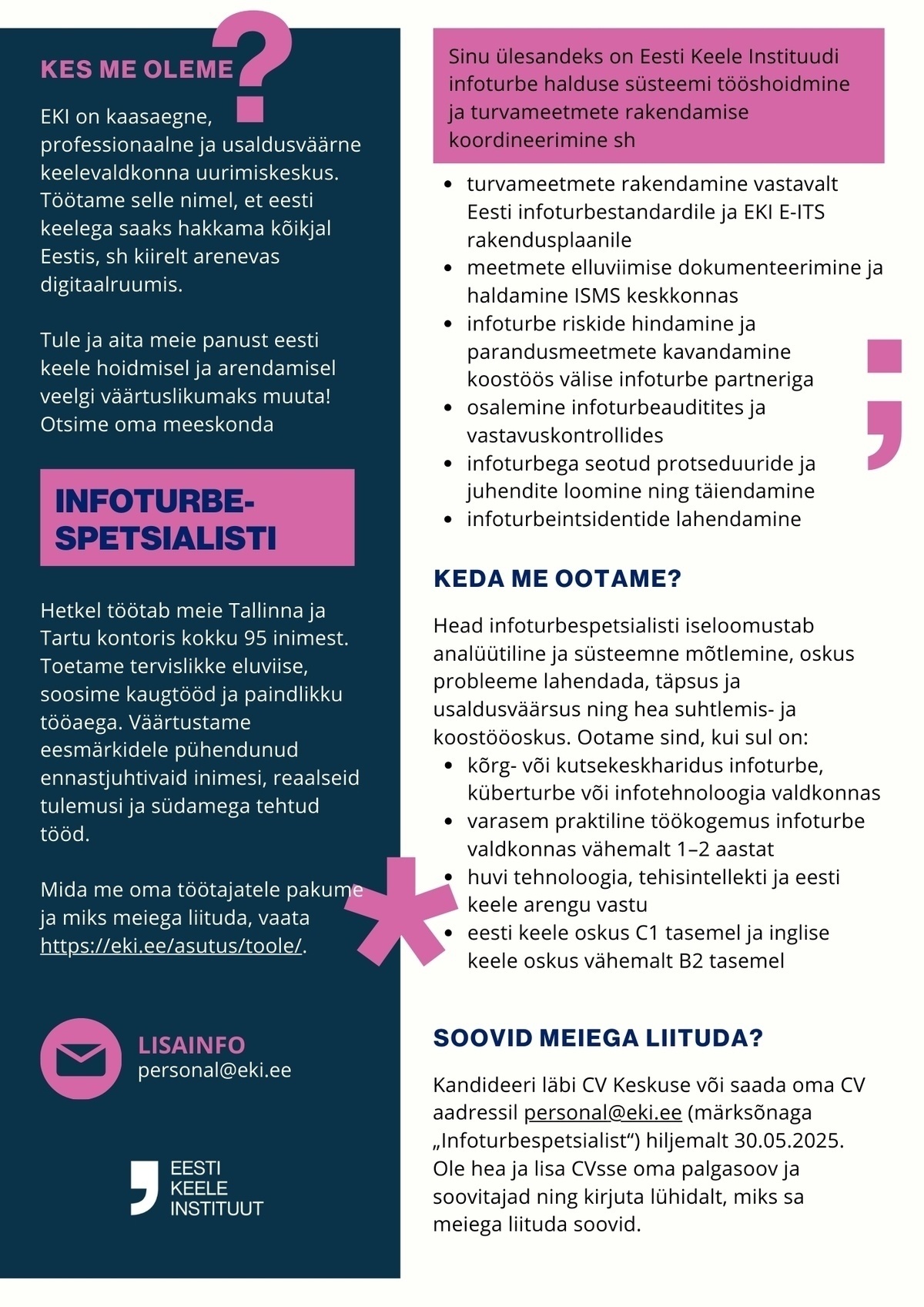 Eesti Keele Instituut Infoturbespetsialist