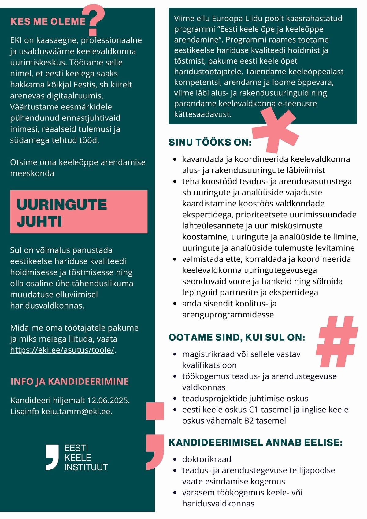 Eesti Keele Instituut Uuringute juht