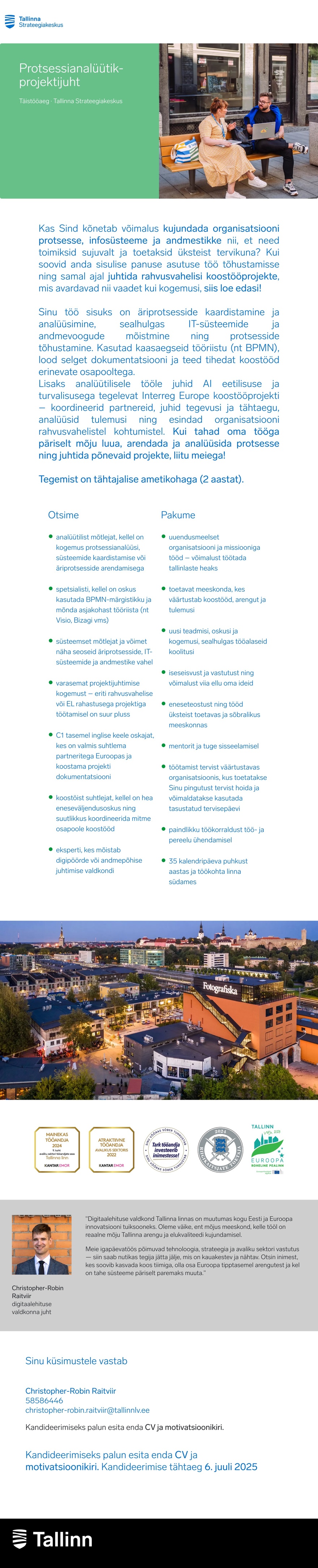 Tallinna Strateegiakeskus Protsessianalüütik-projektijuht
