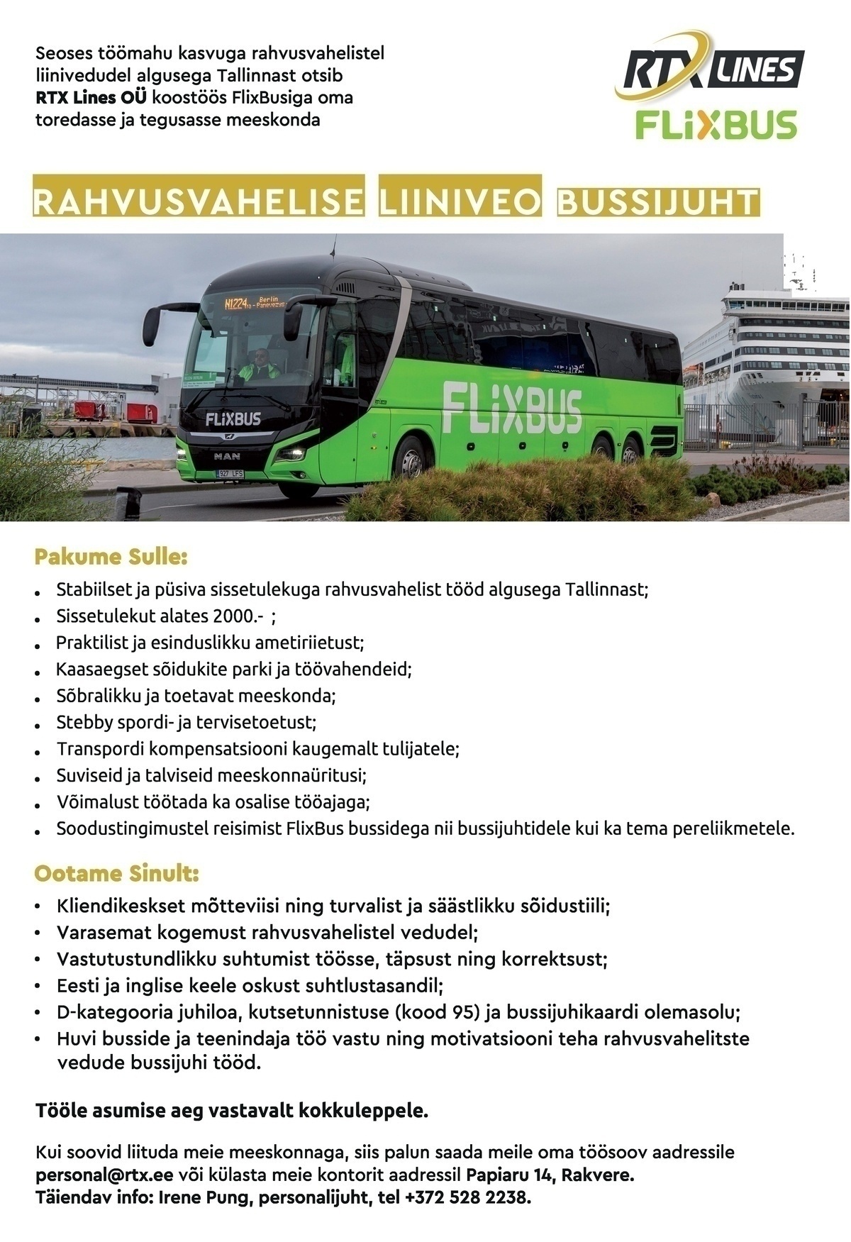 RTX Lines OÜ Rahvusvahelise liiniveo bussijuht