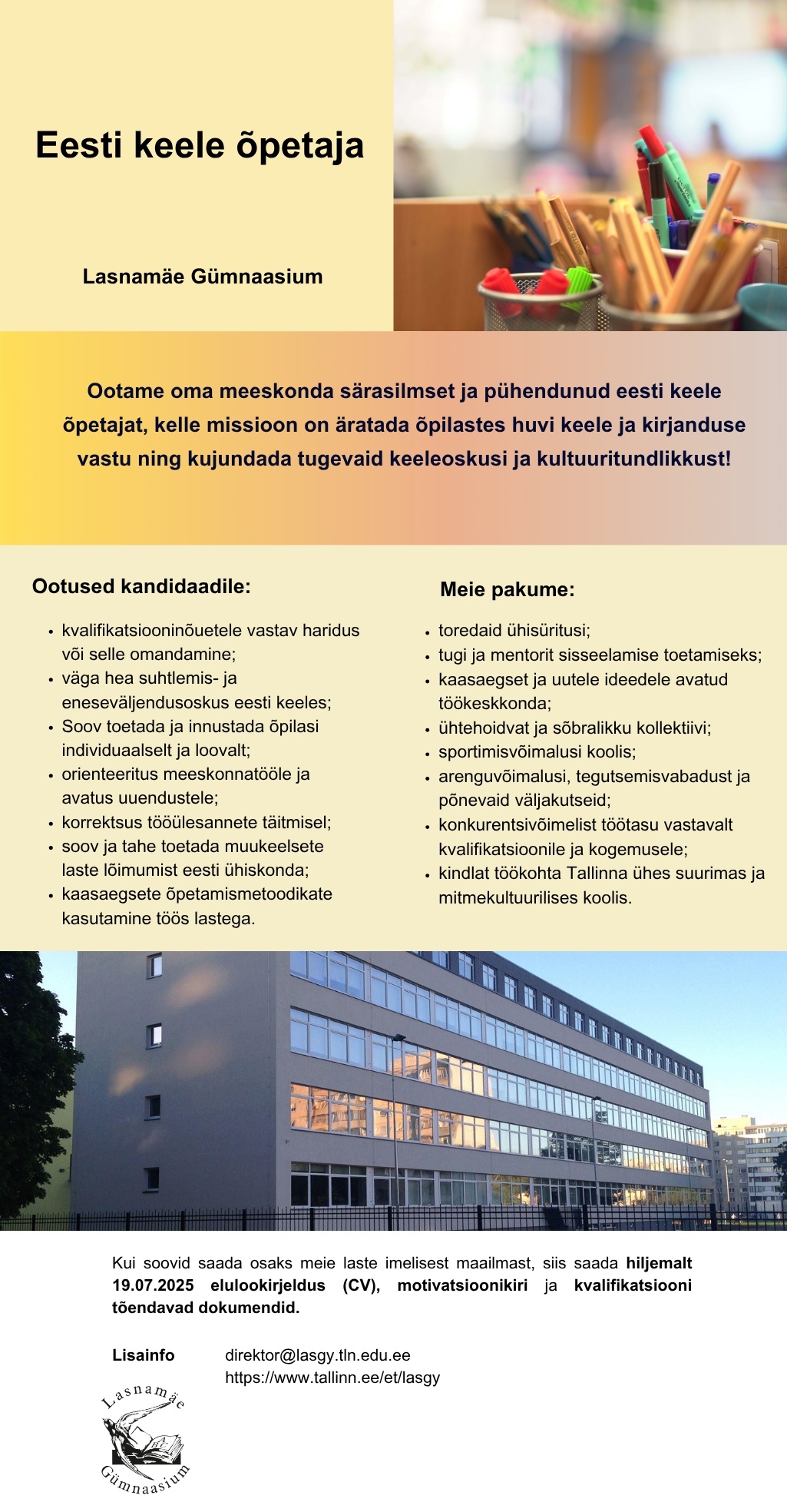 Lasnamäe Gümnaasium Eesti keele õpetaja