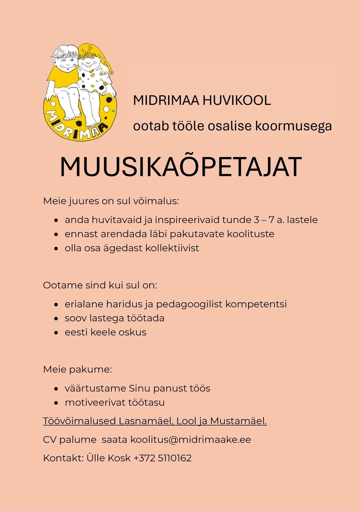 MIDRIMAA MITTETULUNDUSÜHING Muusikaõpetaja