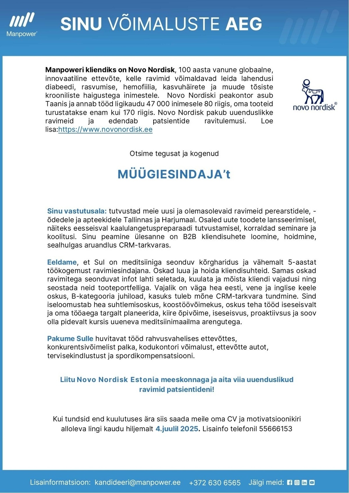 Manpower OÜ Müügiesindaja