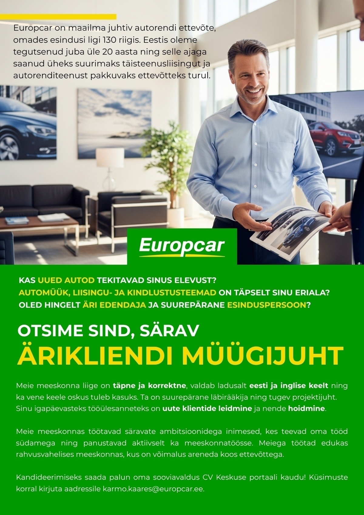 Europcar/Hansarent OÜ Ärikliendi müügijuht
