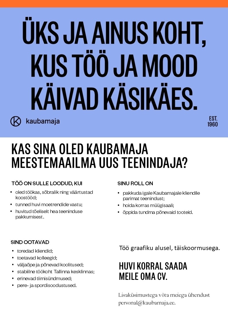 Kaubamaja Meestemaailma teenindaja